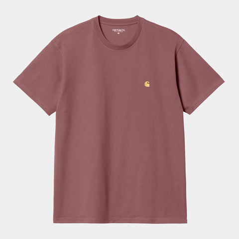 Carhartt WIP Chase T-Shirt Charm Dusty Fuchsia/Gold